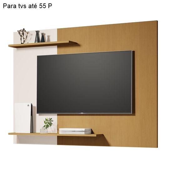 Imagem de Painel Para TV Até 55 Polegadas Com prateleiras Duda Cor Nature / Off white - Comprar Moveis em Casa