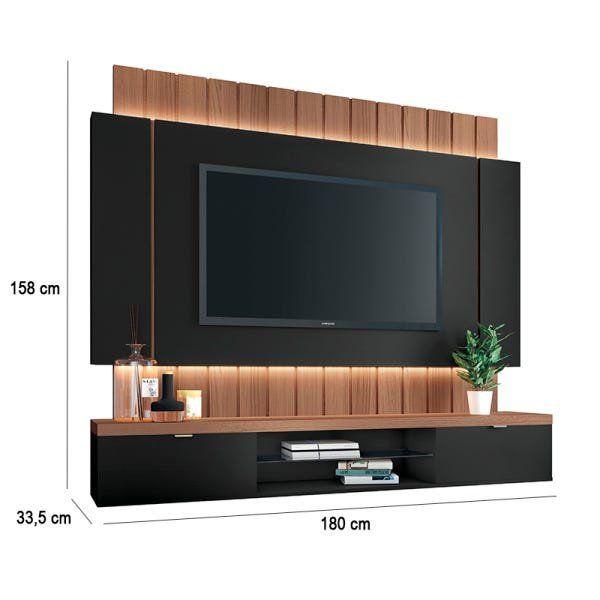 Imagem de Painel Para TV Até 55 Polegadas Ilusion Hb Móveis Preto/Nature 1,80