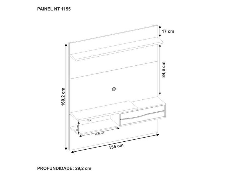 Imagem de Painel para TV até 55 Polegadas NT1155 Notável Móveis Freijó/Off White