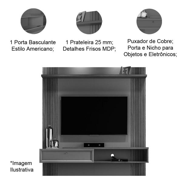 Imagem de Painel para Tv até 60" Frisado com Porta e Nicho Francine