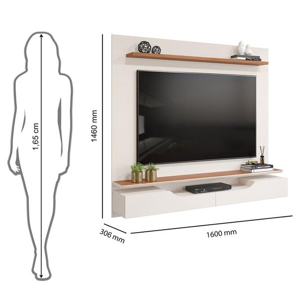 Imagem de Painel Para Tv Até 60 Pol. 2 Portas Levi D04 Off White/Freijó - Mpozenato