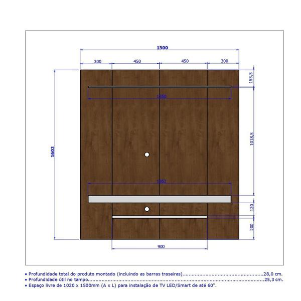 Imagem de Painel para Tv até 60 Polegadas 2 Prateleiras Leme