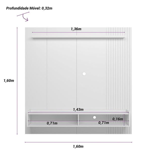 Imagem de Painel para Tv até 65" Frisado com Porta e Nicho Diana