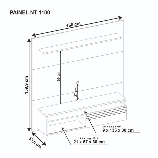 Imagem de Painel para TV até 65 Polegadas 1 Porta 2 Nichos Ibiza Notável Freijó/Preto