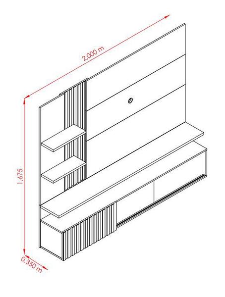 Imagem de Painel Para Tv Até 65 Polegadas 3 Portas Led Bancada Suspensa Atena Fendi Naturale - Madetec