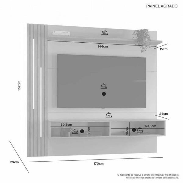 Imagem de Painel Para TV Até 65 Polegadas Agrado C/LED Ripado JCM Movelaria