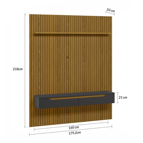 Imagem de Painel para TV Até 65 Polegadas Dduetto Frizz 2 Portas Cedro/Preto - Olivar Móveis