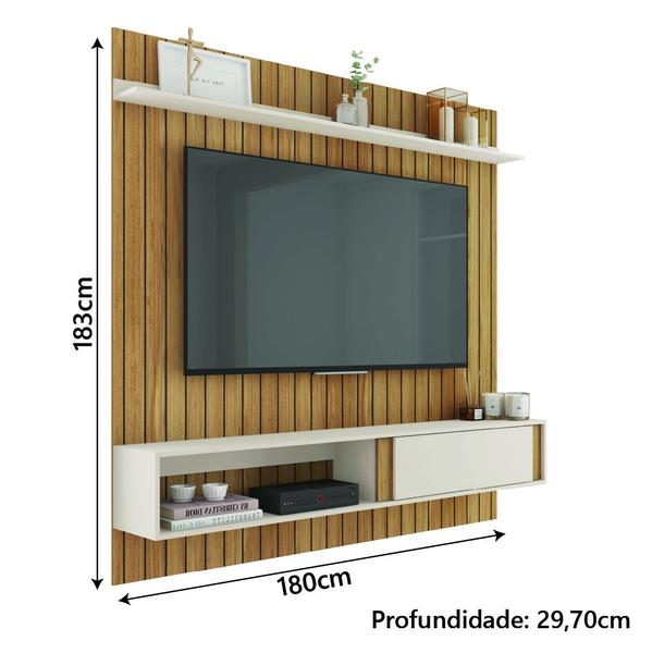 Imagem de Painel para TV até 65 Polegadas Ripado 1,80m Londres Buriti/Off White Caemmum