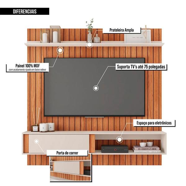 Imagem de Painel Para TV até 65 Polegadas Sena Marrom Caemmun