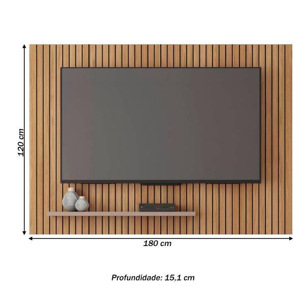 Imagem de Painel para TV Até 70 Polegadas com Ripado Aegon Buriti/Fendi - Caemmun