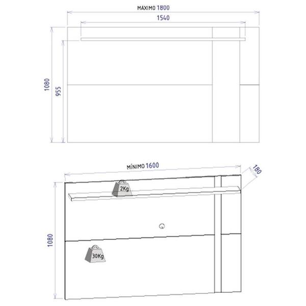 Imagem de Painel Para Tv Até 70 Polegadas Extensível Flex Leme Preto Fosco/noce Milano