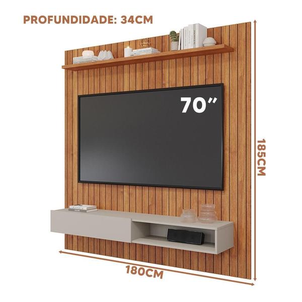 Imagem de Painel Para TV Até 70 Polegadas Ripado Cinamomo Off White Cisne 1.8 Shop JM