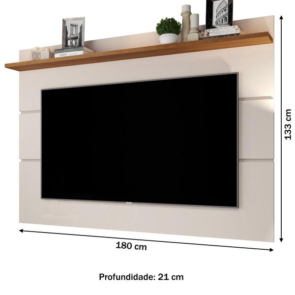 Imagem de Painel para TV Até 70 Polegadas Vivare New 1 Prateleira Off White/Freijo - Giga Móveis