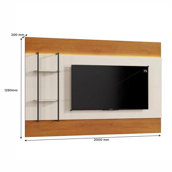 Imagem de Painel Para TV até 75'' Com Led Ravena - Mavaular - Naturale/Off White