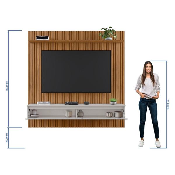 Painel para TV até 75 Polegadas 1 Porta Mykonos Notável Freijó/Off-White - Notável Móveis Imagem de Painel para TV até 75 Polegadas 1 Porta Mykonos Notável Freijó/Off-White