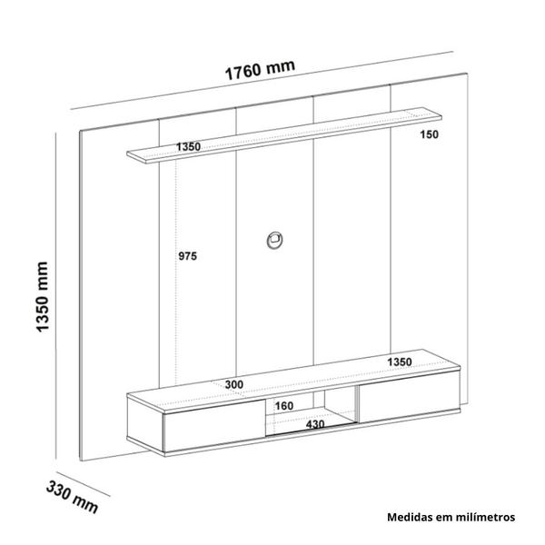 Imagem de Painel para TV até 75 Polegadas 2 Portas Nevada Artely