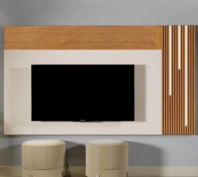 Imagem de Painel para Tv até 75" Valencia Com Led Cascata Naturalle/Off White - Mavaular Móveis