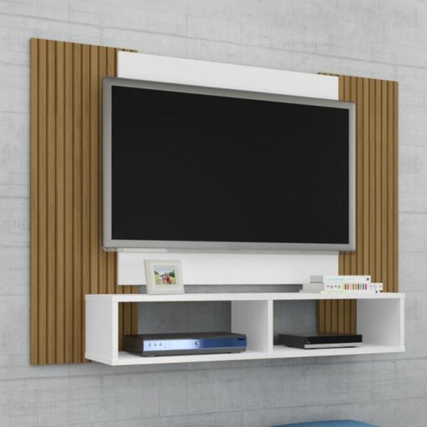 Imagem de Painel para TV Bridge com Detalhe em Ripas Branco