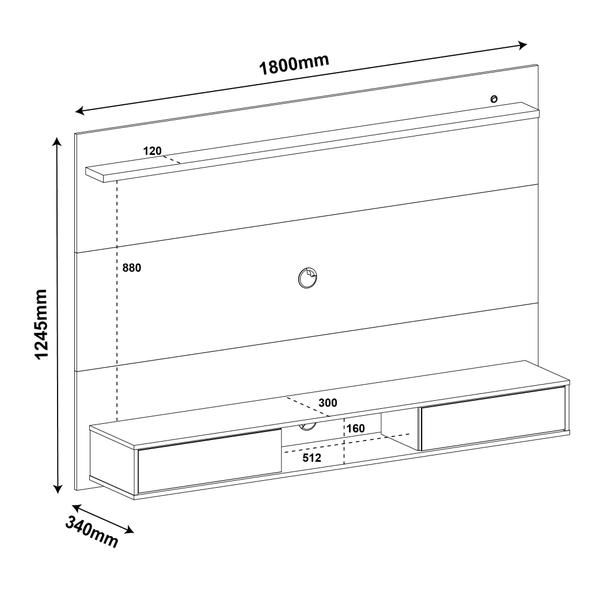 Imagem de Painel Para TV Com 2 Portas Espelhadas Artely Platinum Branco com Espelhos e LED