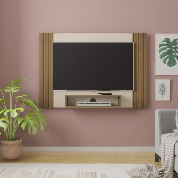 Imagem de Painel Para TV Com Nicho Cine Artely Cor Off White/Pinho