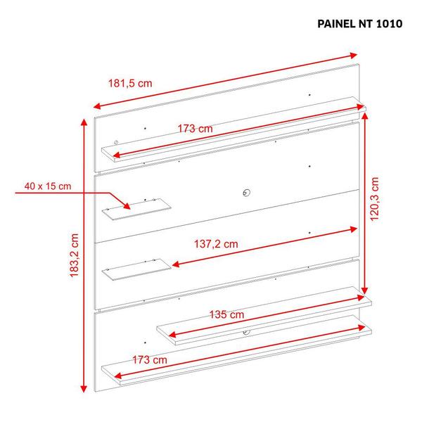 Painel para TV de 60 Polegadas 5 Prateleira Led NT1010 Notável Móveis Imagem de Painel para TV de 60 Polegadas 5 Prateleira Led NT1010 Notável Móveis