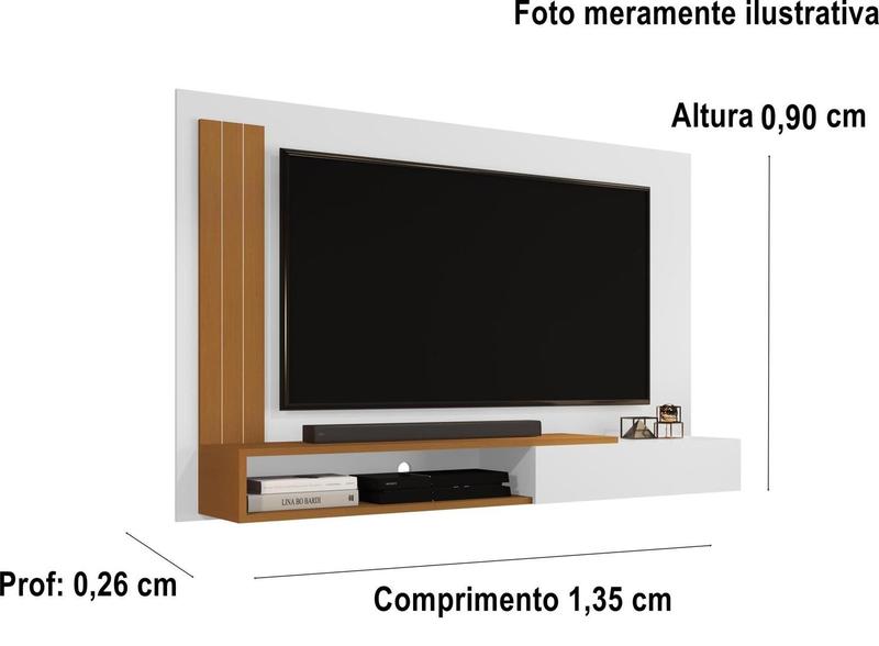 Imagem de Painel Para TV de até 50 P Smart Luxo Martins com porta cor Branco / Nature - MJM Casa dos Moveis