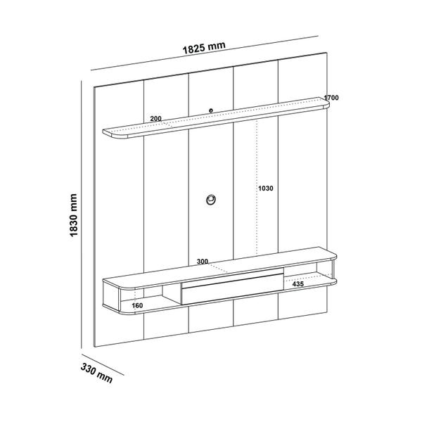 Imagem de Painel para Tv de até 75 Polegadas Impressão 3d Ripado 183 Cm Atenas Cinamomo/Off White