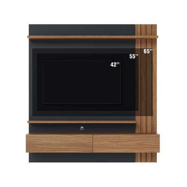 Imagem de Painel para Tv Home Suspenso Ambiente Juriti 1.5 Noce Milano Preto Acetinado  Colibri