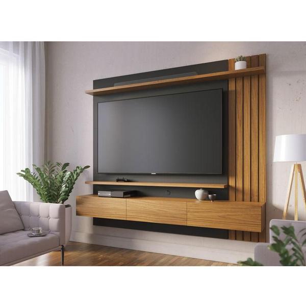 Imagem de Painel para Tv Home Suspenso Ambiente Juriti 1.8 Noce Milano Preto Acetinado  Colibri