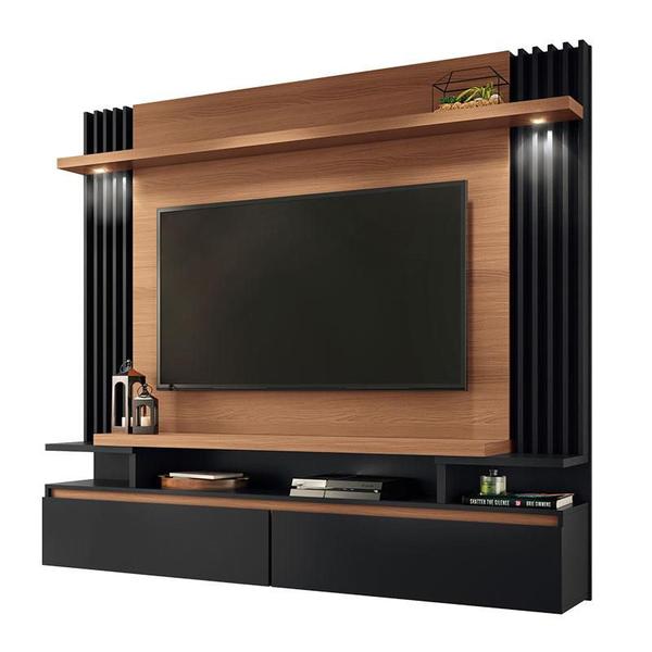 Imagem de Painel para TV Home Suspenso Brasil Nature Preto - HB Móveis