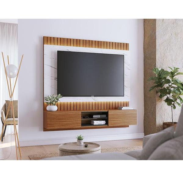 Imagem de Painel para TV Home Suspenso Búzios 2.2 Noce Milano Preto Acetinado Calacatta  Colibri