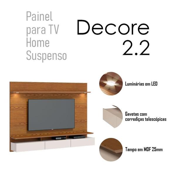 Imagem de Painel para TV Home Suspenso Decore 2.2 Freijó Off White - Imcal