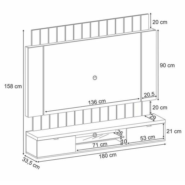 Imagem de Painel Para Tv Home Suspenso Illusion 1.8 Off White Cinamomo - Hb Móveis