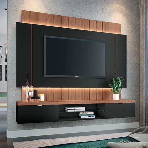 Imagem de Painel para TV Home Suspenso Illusion Preto Nature - HB Móveis