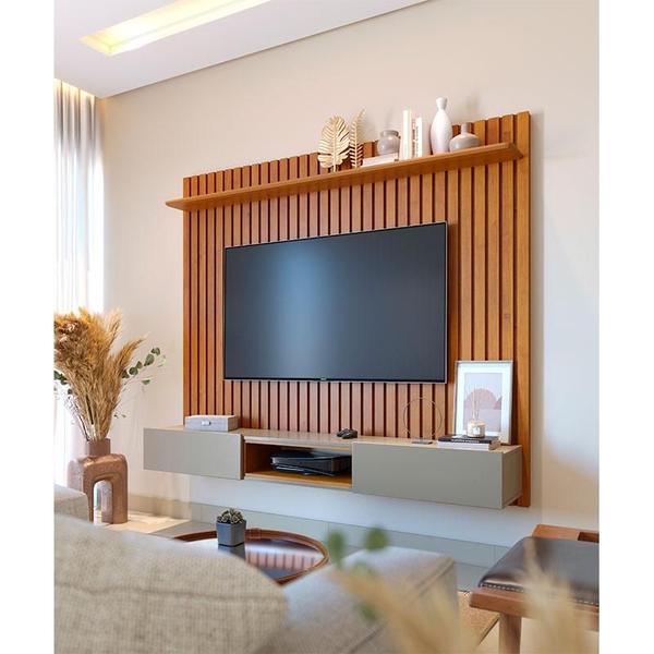 Imagem de Painel para TV Home Suspenso Ripado Ambiente Loft 1.8 Nature Gianduia - Imcal