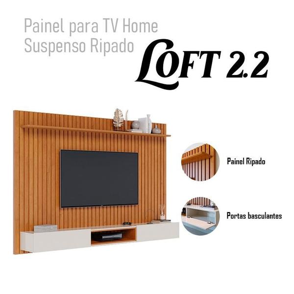 Imagem de Painel para TV Home Suspenso Ripado Ambiente Loft 2.2 Nature Off White - Imcal