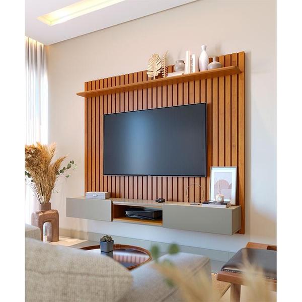 Imagem de Painel para TV Home Suspenso Ripado Loft 1.8 Nature Gianduia - Imcal