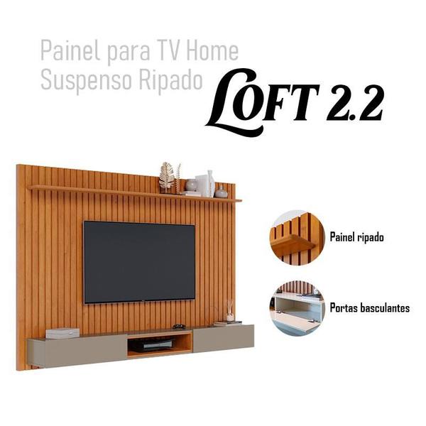 Imagem de Painel para TV Home Suspenso Ripado Loft 2.2 Nature Gianduia - Imcal