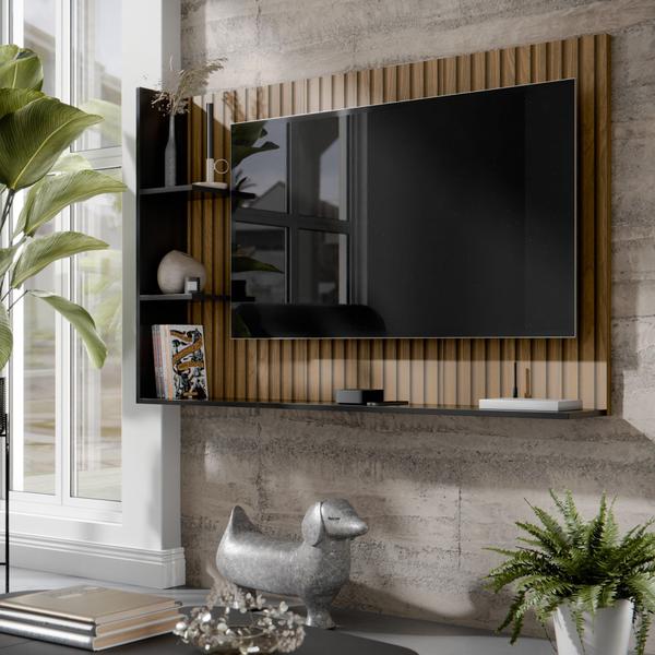 Imagem de Painel Para TV Smart Berlim Até 50 Polegadas - Elegância e Modernidade para Sua Sala - Ripado/Preto