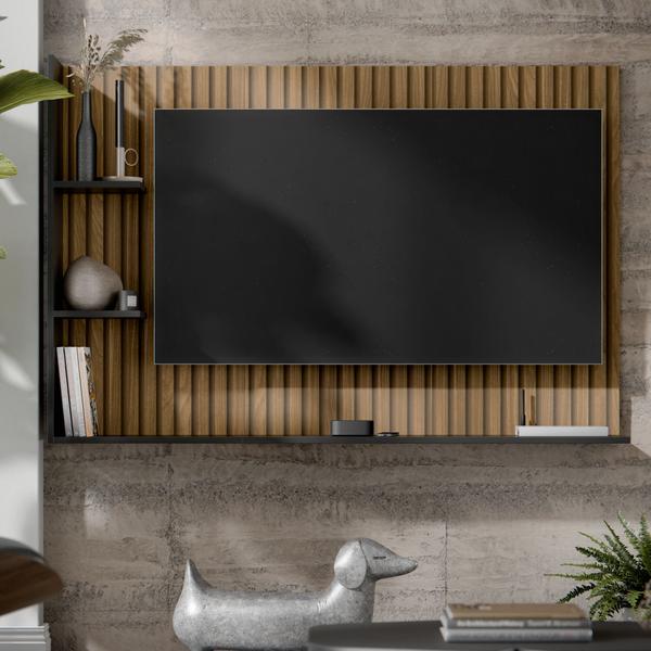 Imagem de Painel Para TV Smart Berlim Até 50 Polegadas - Elegância e Modernidade para Sua Sala - Ripado/Preto