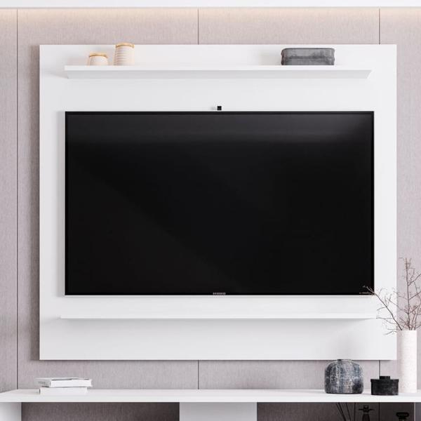 Imagem de Painel para TV Suspenso 50 Pol 120cm 2 Prateleiras Versa M24 Branco - Mpozenato