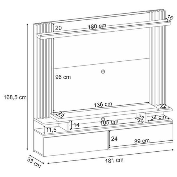 Imagem de Painel para TV Suspenso Cosmo e Aparador Astro Cinamomo Off White  HB Móveis