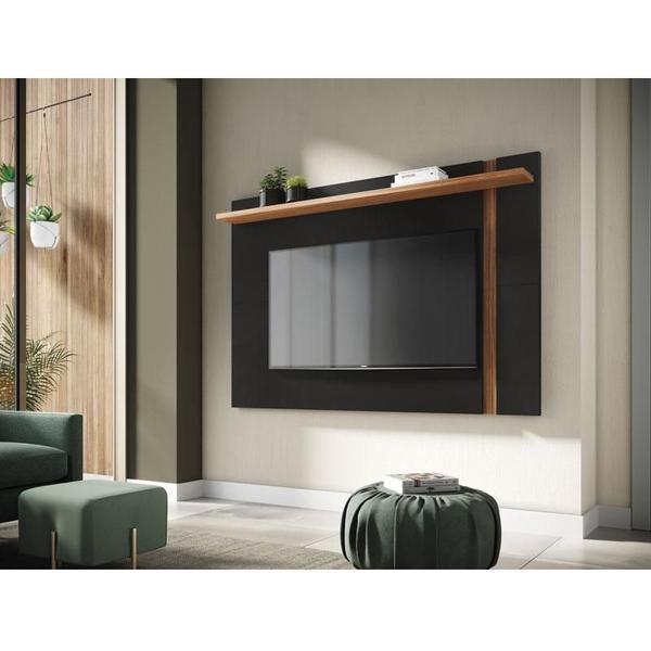 Imagem de Painel para Tv Suspenso Extensivo Ambiente Leme Preto Acetinado Noce Milano - Colibri