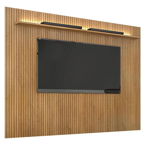 Imagem de Painel para TV Suspenso Frisado Ambiente Curitiba 2240 Cinamomo Off White com Led - Valdemóveis