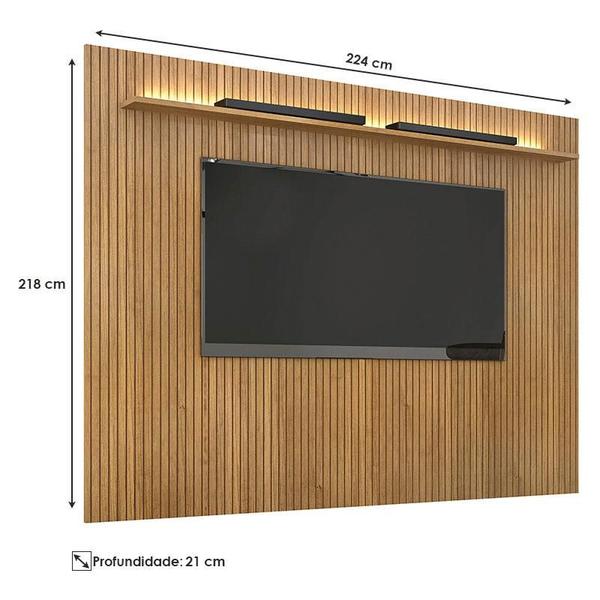 Imagem de Painel para TV Suspenso Frisado Curitiba 2240 Cinamomo Off White com Led - Valdemóveis