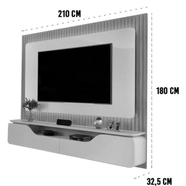 Imagem de Painel Para TV Treviso Ripado com LED de até 70 Polegada Bali Cedro - Fabrica 1 Móveis