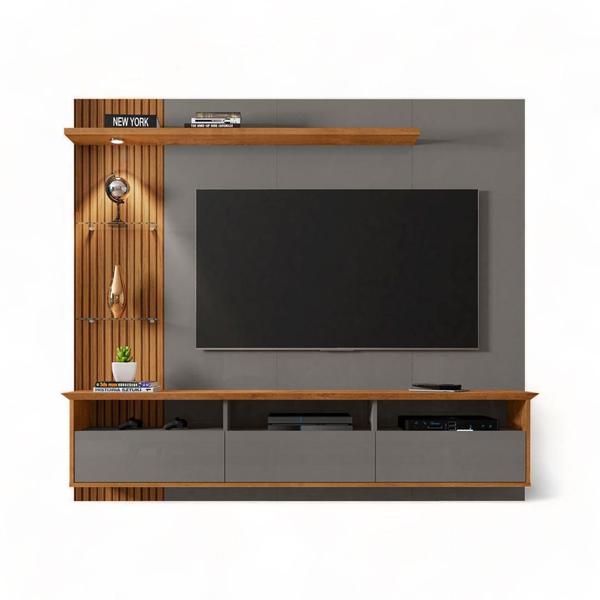 Imagem de Painel para TVs 60" Trend Titanium e Naturalle Ripado Bechara