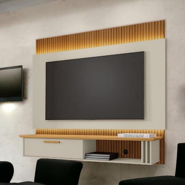 Imagem de Painel para TVs 65" Paris Off White e Cinamomo Ripado Bechara