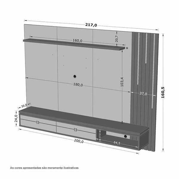 Imagem de Painel para TVs até 80" Hanôver Preto e Naturalle Bechara