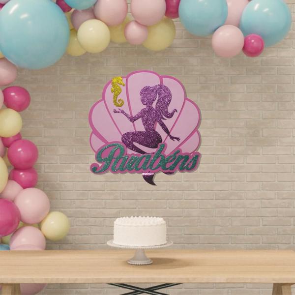 Painel Parabéns Decoração Festa infantil Sereia ariel - piffer Imagem de Painel Parabéns Decoração Festa infantil Sereia ariel